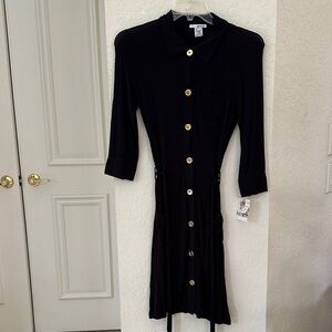 Kenzie Black Dress with Gold Buttons